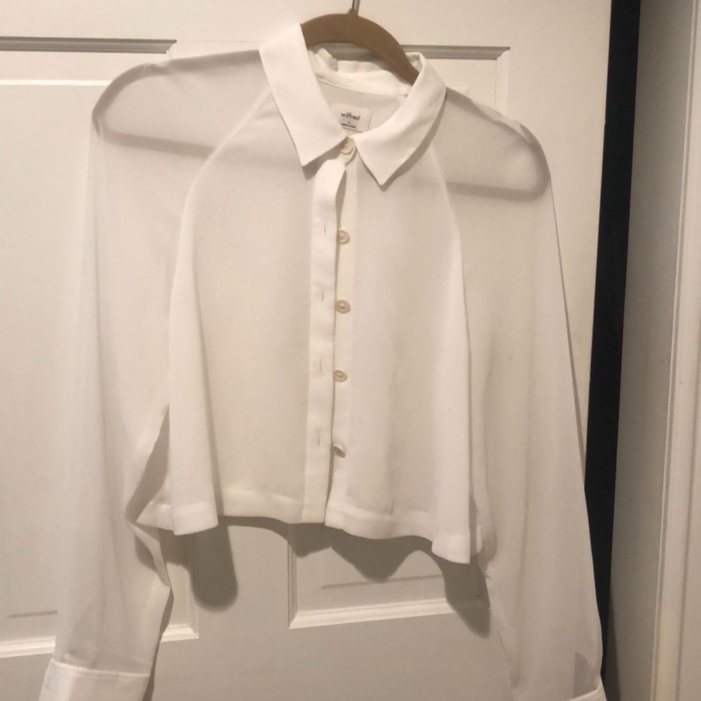 Aritzia sheer white blouse